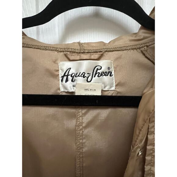 Vintage Aqua Sheen Long Lightweight Hooded Summer Rain Coat - Picture 5 of 12